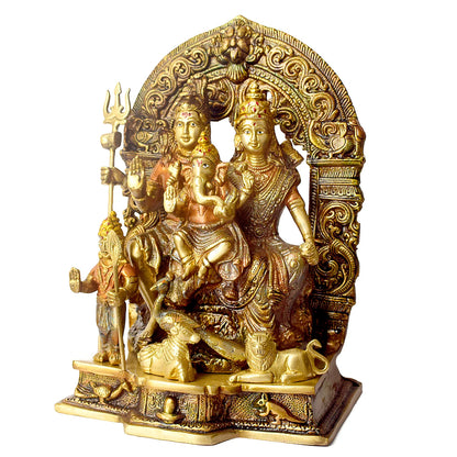 Brassaura® Sampurna Shiv Parivaar Brass Idol | Pure Brass | Height 11.6 Inches
