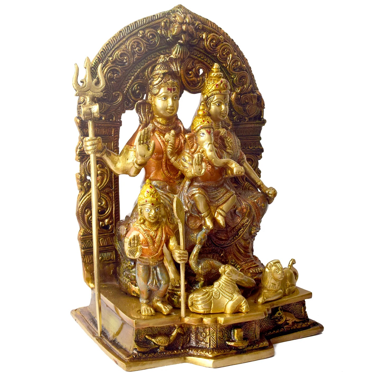 Brassaura® Sampurna Shiv Parivaar Brass Idol | Pure Brass | Height 11.6 Inches