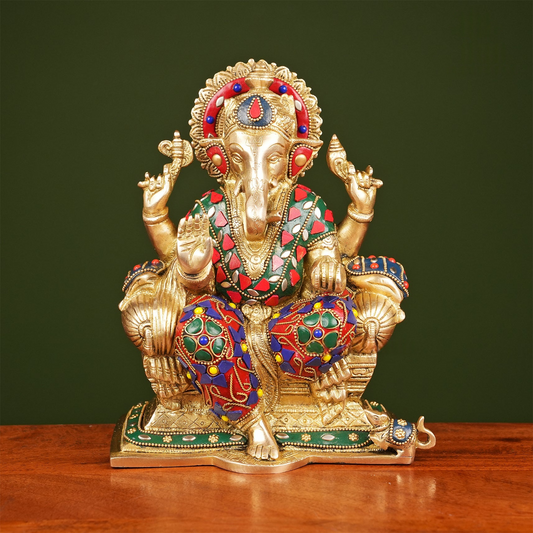 Brassaura® Brass Ganesha Statue | Height 9.25 Inches