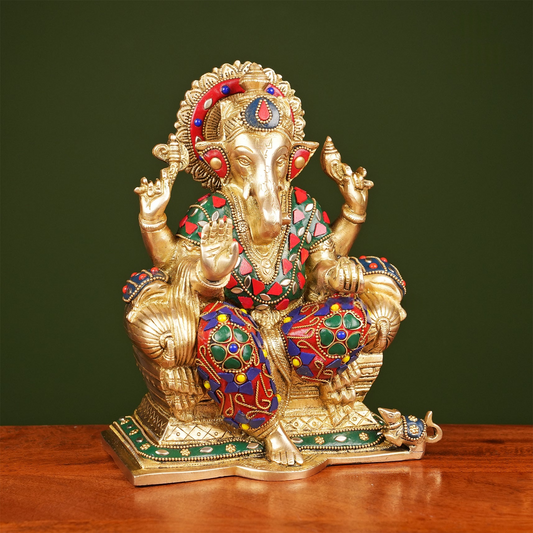 Brassaura® Brass Ganesha Statue | Height 9.25 Inches
