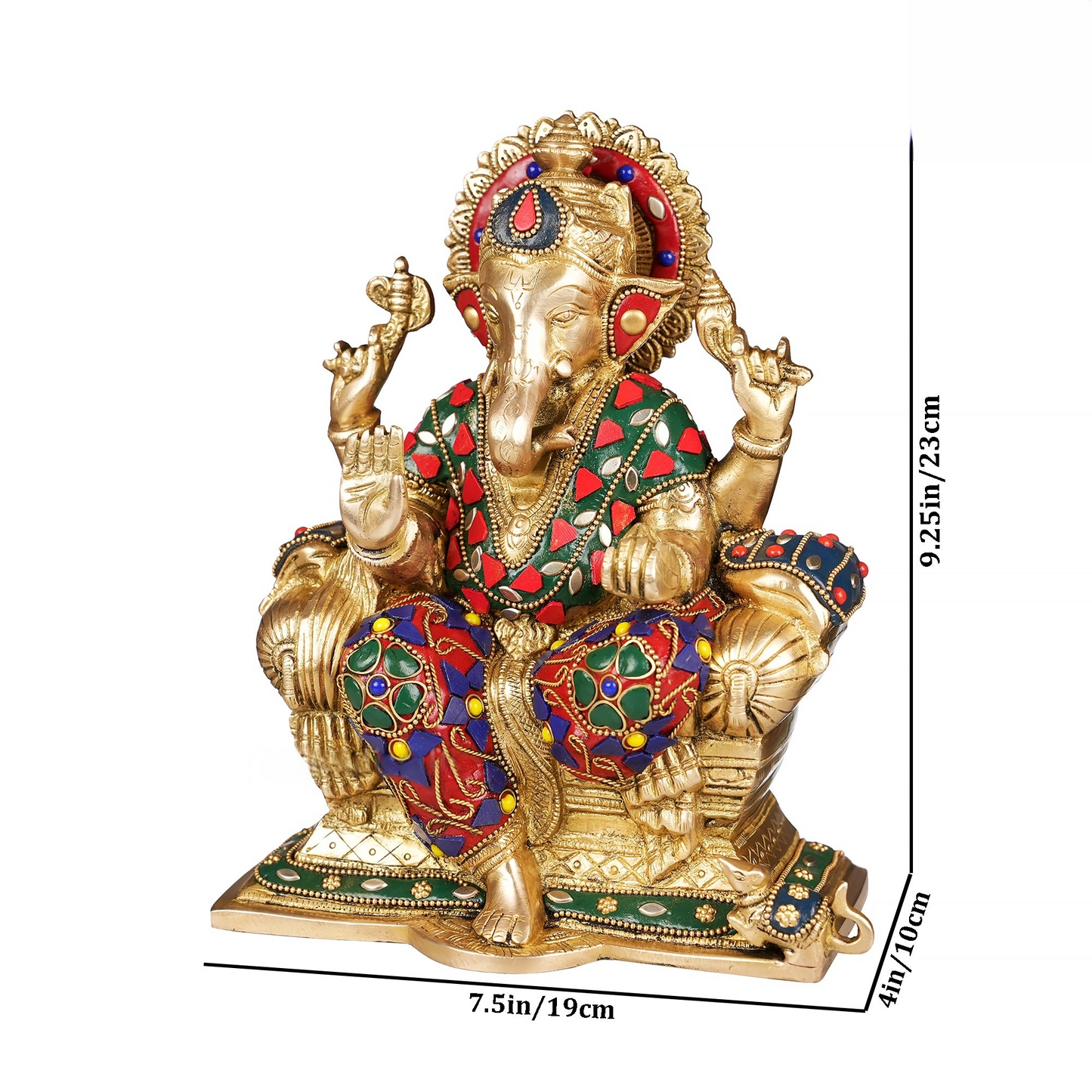 Brassaura® Brass Ganesha Statue | Height 9.25 Inches