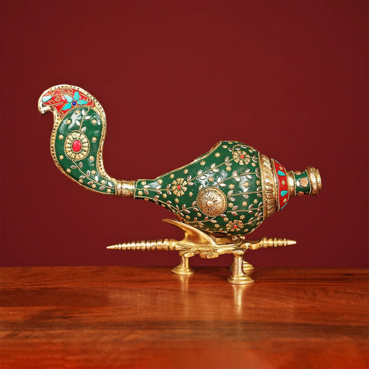 Brassaura® Brass Decorative Shankh without Stand | Height 9 Inches