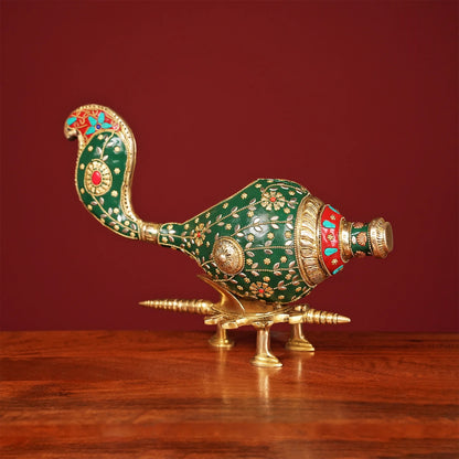 Brassaura® Brass Decorative Shankh without Stand | Height 9 Inches