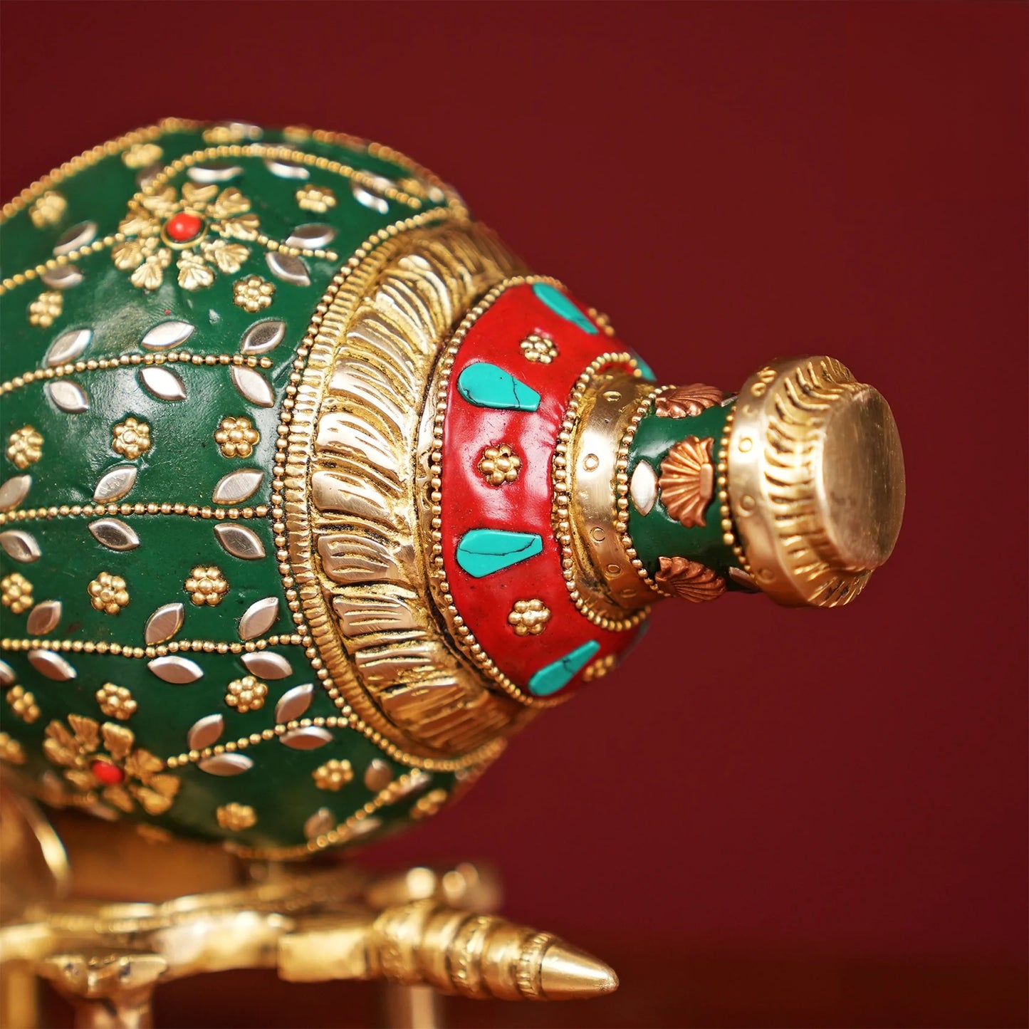 Brassaura® Brass Decorative Shankh without Stand | Height 9 Inches