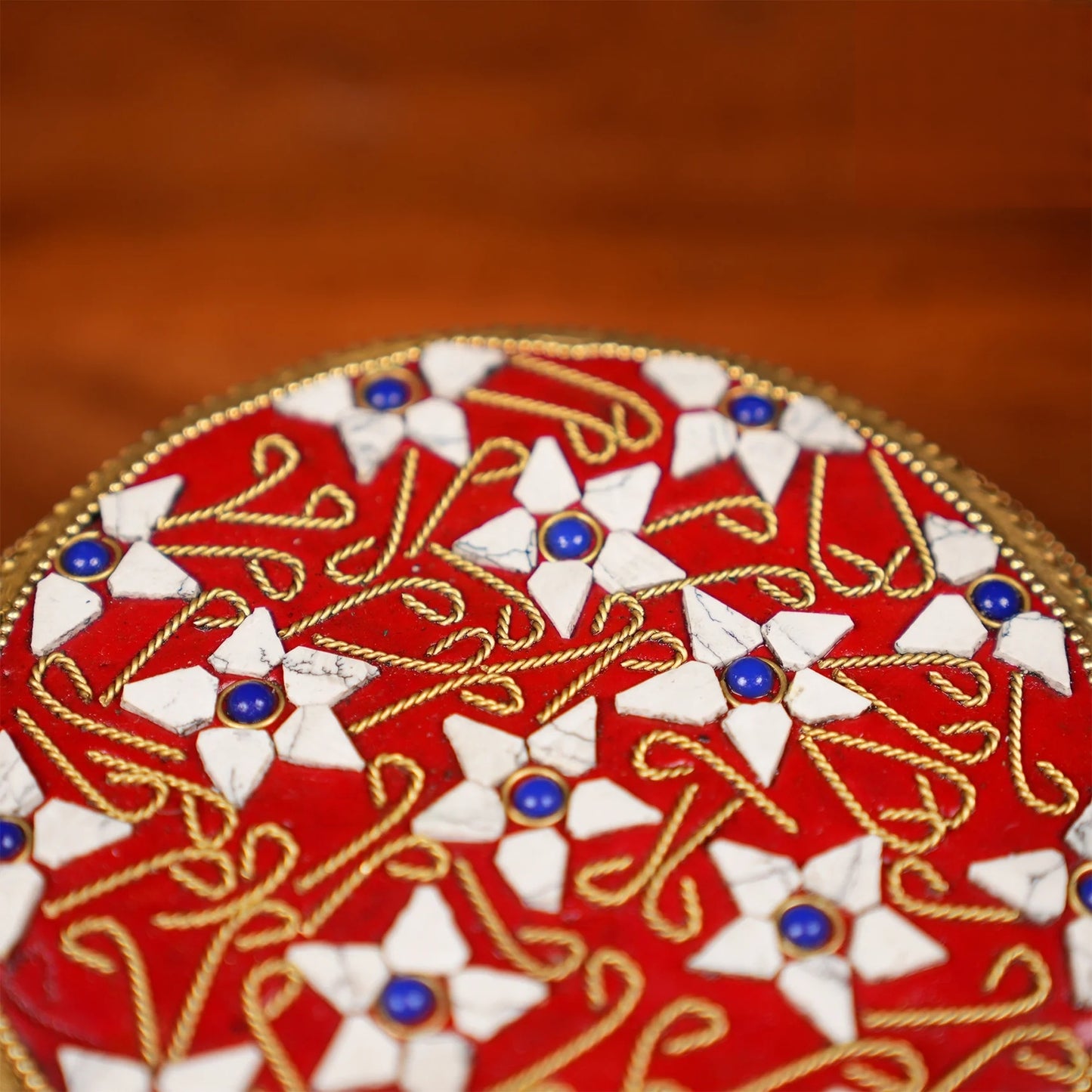 Brassaura® Brass Puja Chowki | Height 3 Inches | Handcrafted Meenakari