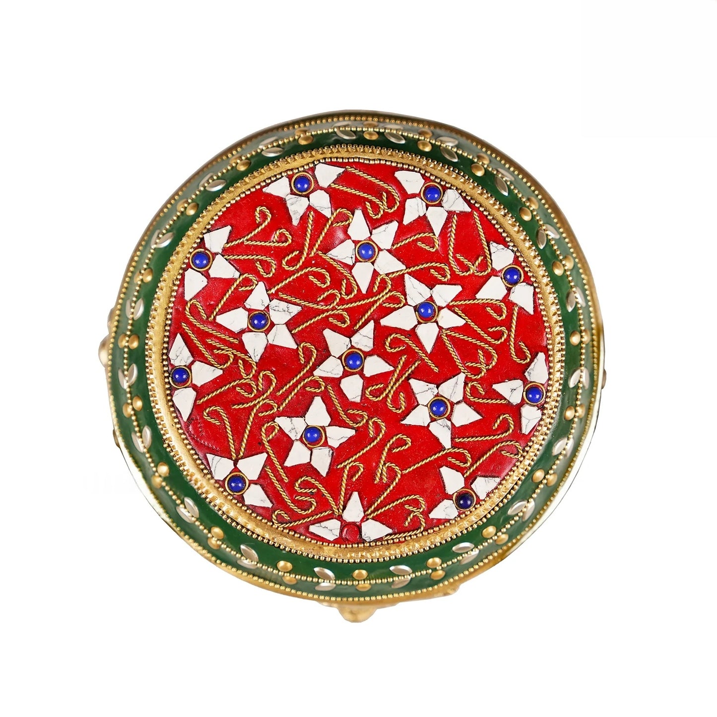 Brassaura® Brass Puja Chowki | Height 3 Inches | Handcrafted Meenakari