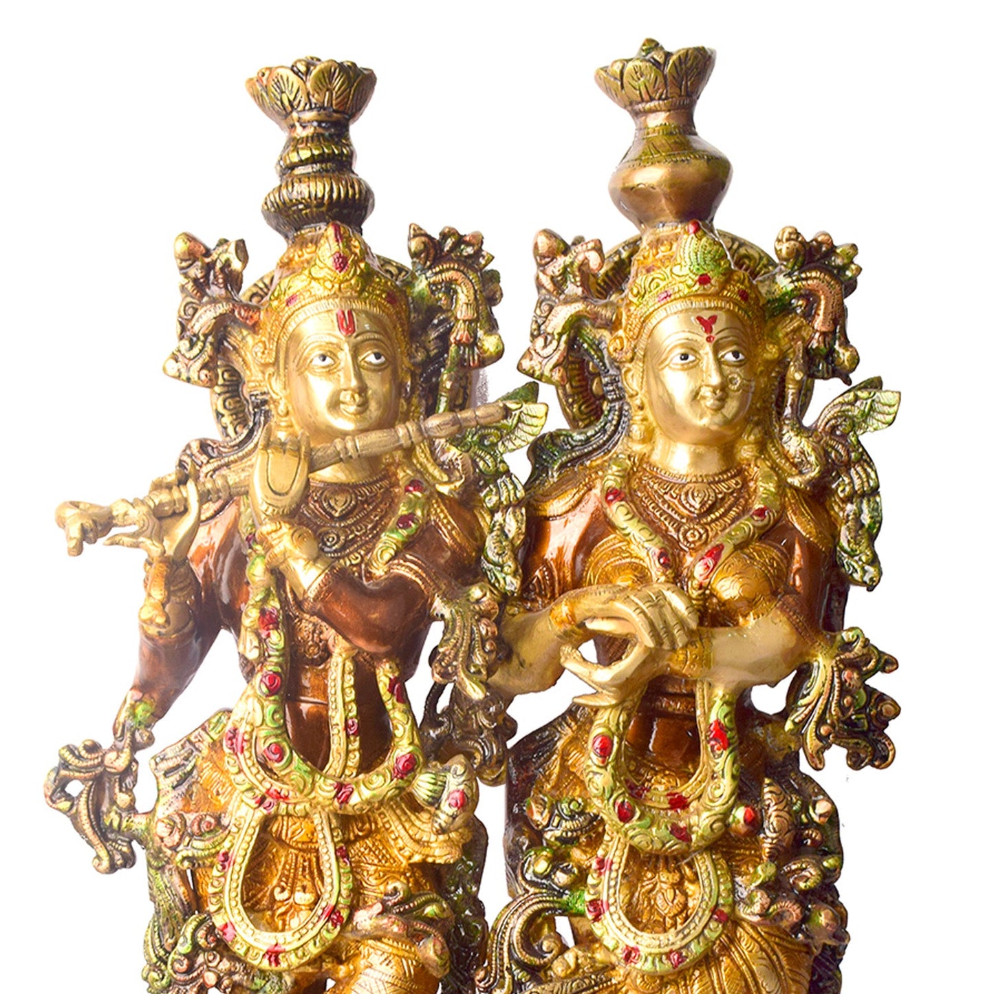 Brassaura® Brass Radha & Krishna Vibrant Colored Idol | Height 23 Inches