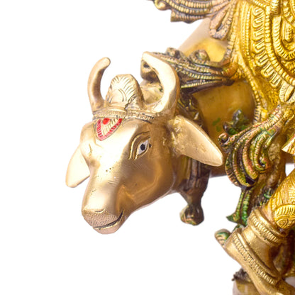 Brassaura® Brass Radha Krishna with Kamdhenu Idol | Height 17 Inches