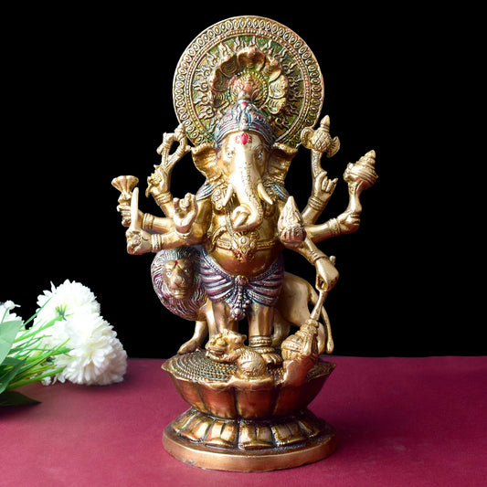 Brassaura® Brass Ganesh Idol Divine Presence for Prosperity | Height 11.6 Inches