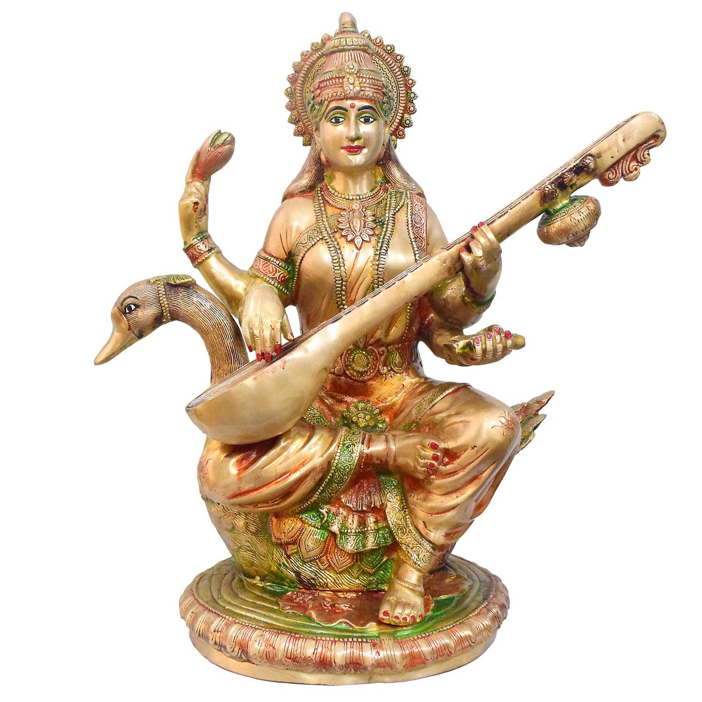 ब्रासोरा® वृंदावन वेणुगोपाल कृष्ण पीतल की प्रतिमा मोर के साथ | एंटीक नीला और सुनहरा रंग | ऊँचाई 20 इंच