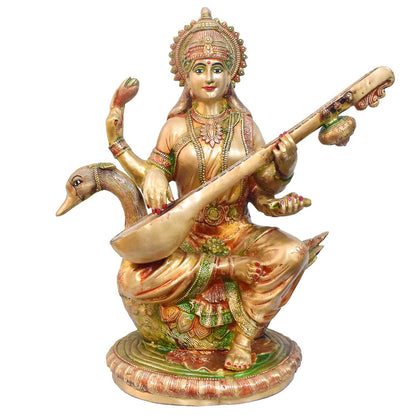 ब्रासोरा® वृंदावन वेणुगोपाल कृष्ण पीतल की प्रतिमा मोर के साथ | एंटीक नीला और सुनहरा रंग | ऊँचाई 20 इंच