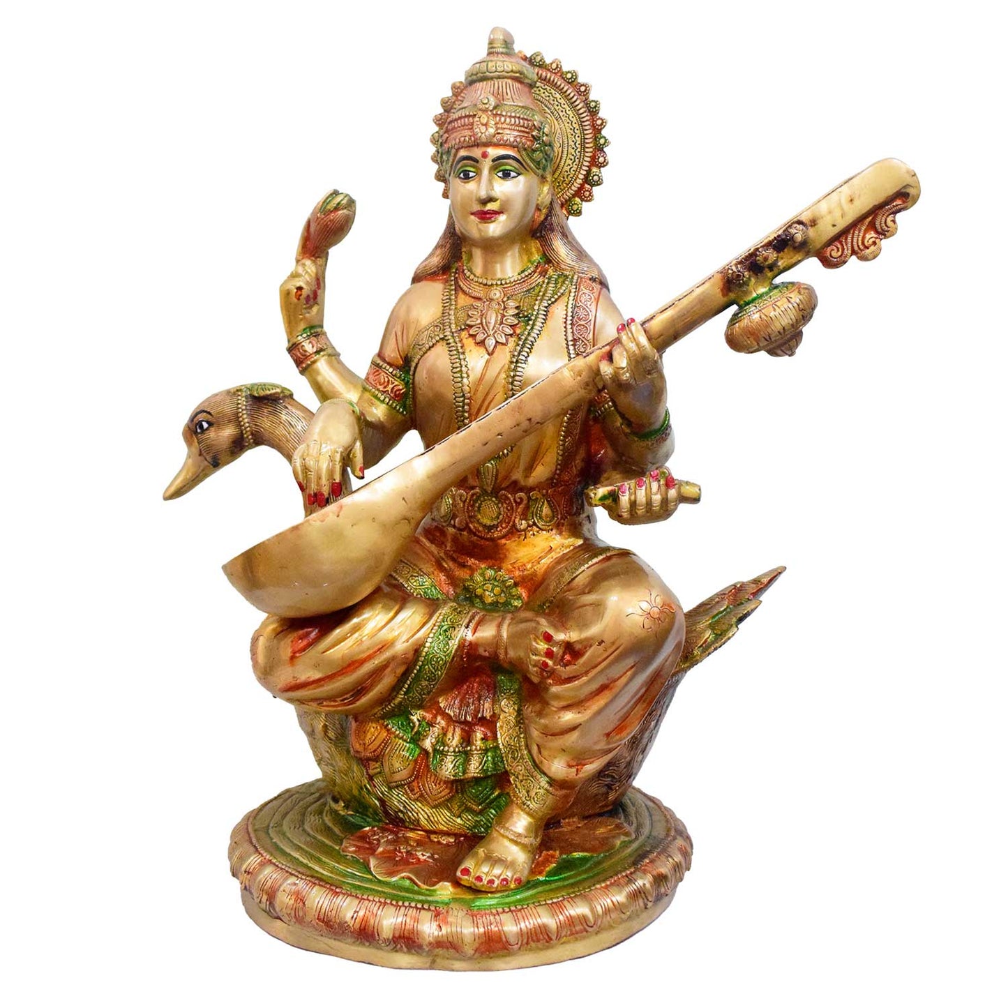 ब्रासोरा® वृंदावन वेणुगोपाल कृष्ण पीतल की प्रतिमा मोर के साथ | एंटीक नीला और सुनहरा रंग | ऊँचाई 20 इंच