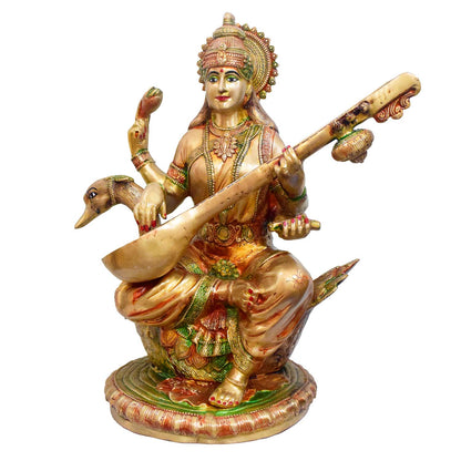 ब्रासोरा® वृंदावन वेणुगोपाल कृष्ण पीतल की प्रतिमा मोर के साथ | एंटीक नीला और सुनहरा रंग | ऊँचाई 20 इंच