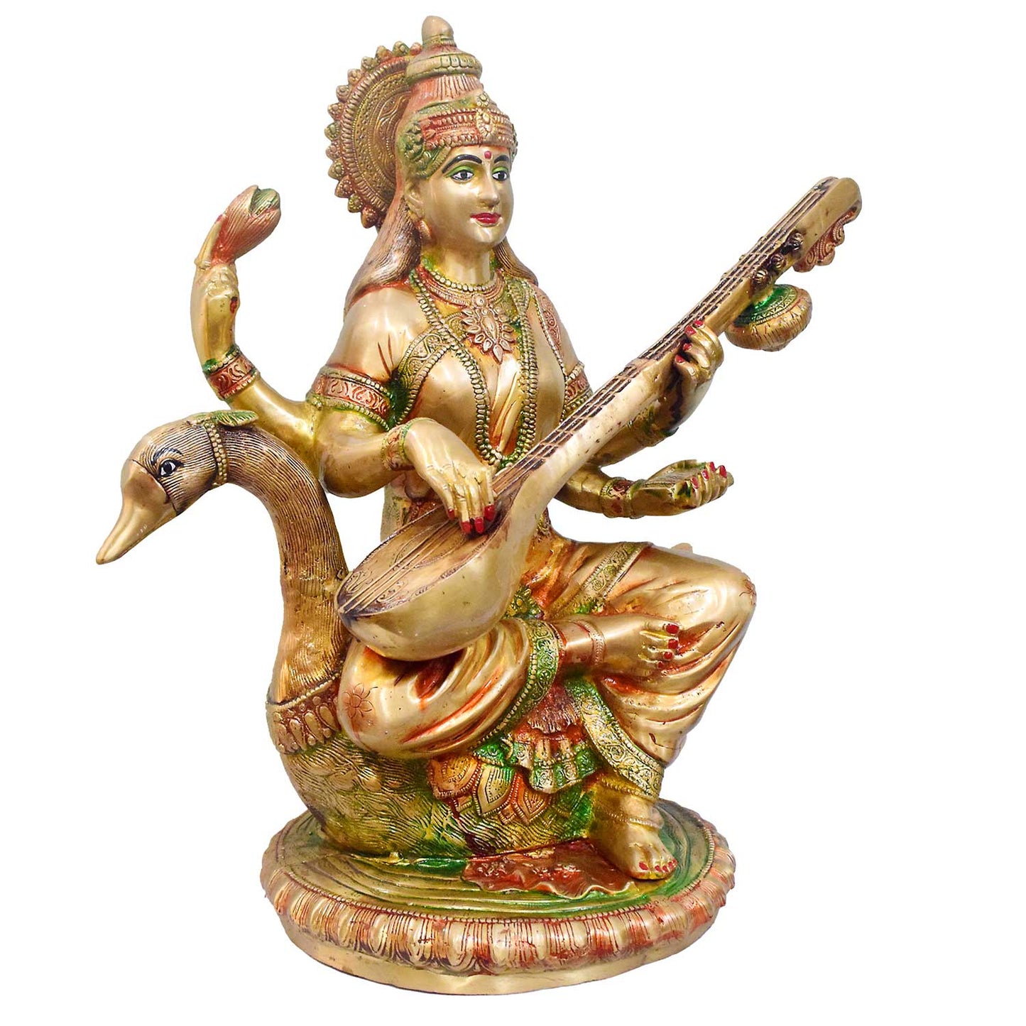 ब्रासोरा® वृंदावन वेणुगोपाल कृष्ण पीतल की प्रतिमा मोर के साथ | एंटीक नीला और सुनहरा रंग | ऊँचाई 20 इंच