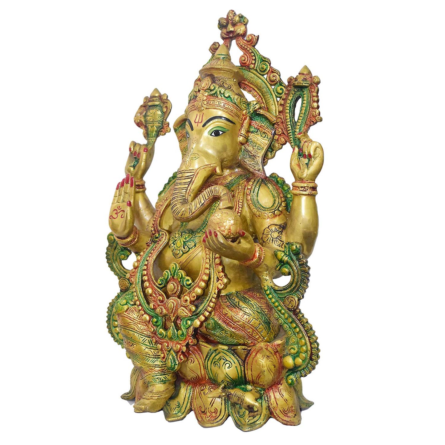 Brassaura® Brass Grand Lord Ganesha Idol Antique Finish | Height 21 Inches