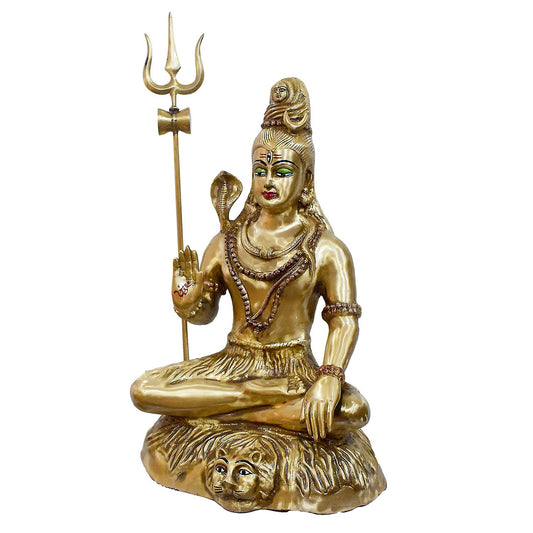 ब्रासोरा® वृंदावन वेणुगोपाल कृष्ण पीतल की प्रतिमा मोर के साथ | एंटीक नीला और सुनहरा रंग | ऊँचाई 20 इंच