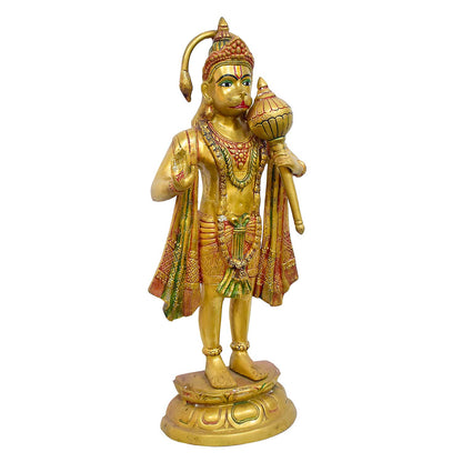 ब्रासोरा® वृंदावन वेणुगोपाल कृष्ण पीतल की प्रतिमा मोर के साथ | एंटीक नीला और सुनहरा रंग | ऊँचाई 20 इंच