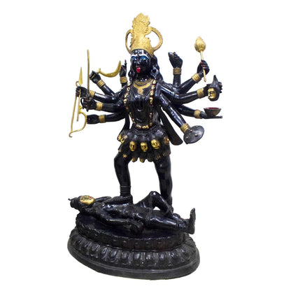 Brassaura® Brass Goddess Kali Statue Standing on Shiva | Height 43 Inches