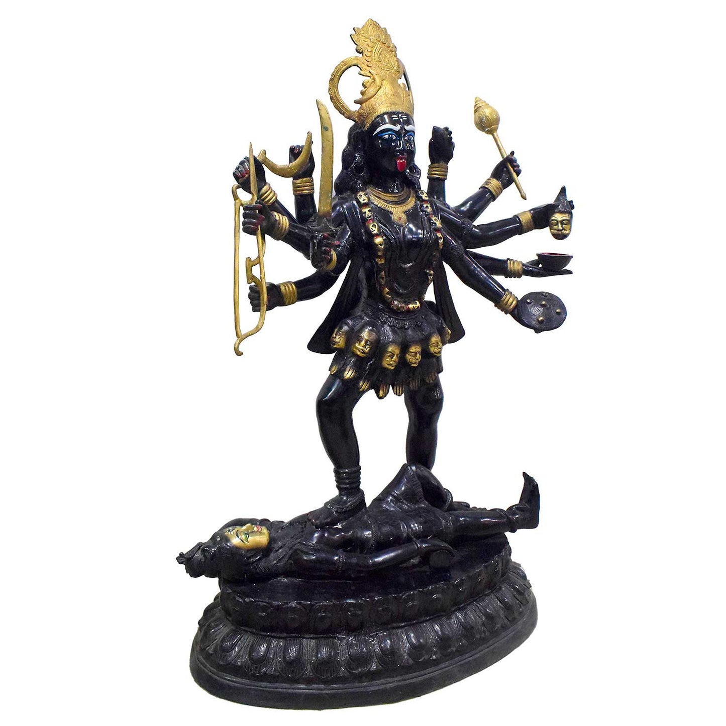 Brassaura® Brass Goddess Kali Statue Standing on Shiva | Height 43 Inches