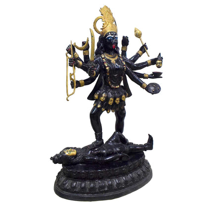Brassaura® Brass Goddess Kali Statue Standing on Shiva | Height 43 Inches