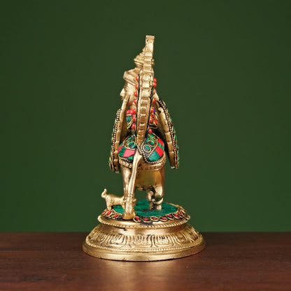 Brassaura® Brass Cow and Calf Kamdhenu Statue | Height 7 Inches