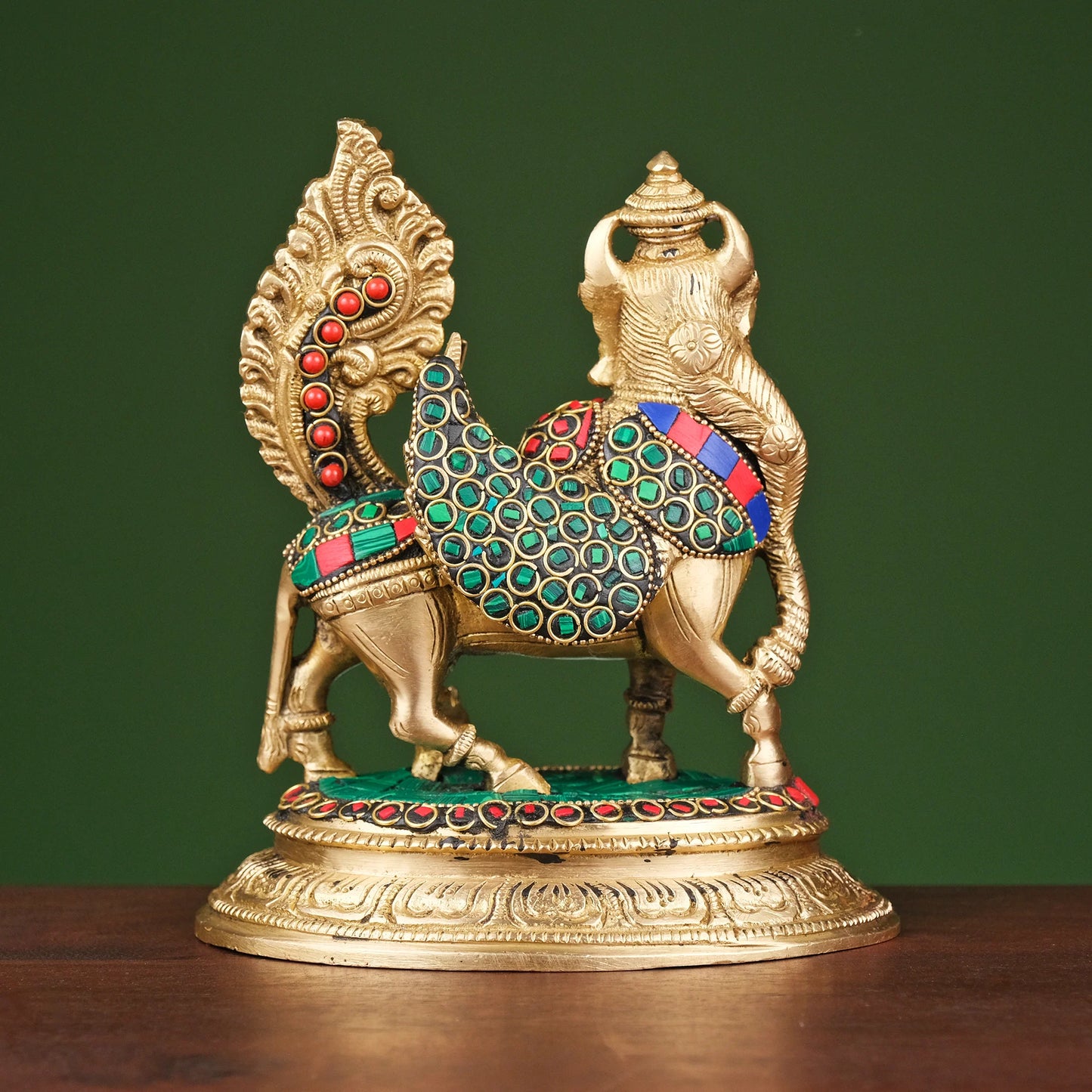 Brassaura® Brass Cow and Calf Kamdhenu Statue | Height 7 Inches