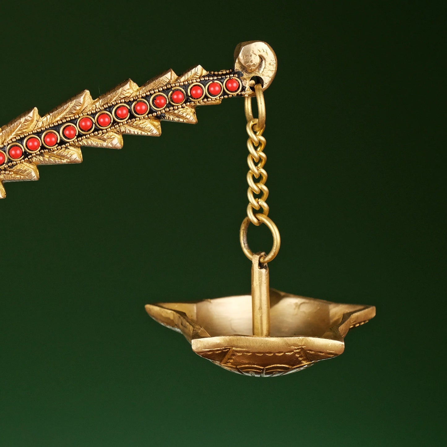 Brassaura® Brass Annam Bird Oil Diya Lamp with Stonework | Height 12 Inches