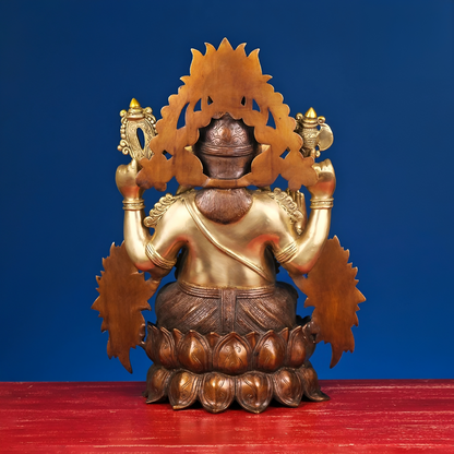 Brassaura® Brass Ganesha on Lotus | Height 21 Inches
