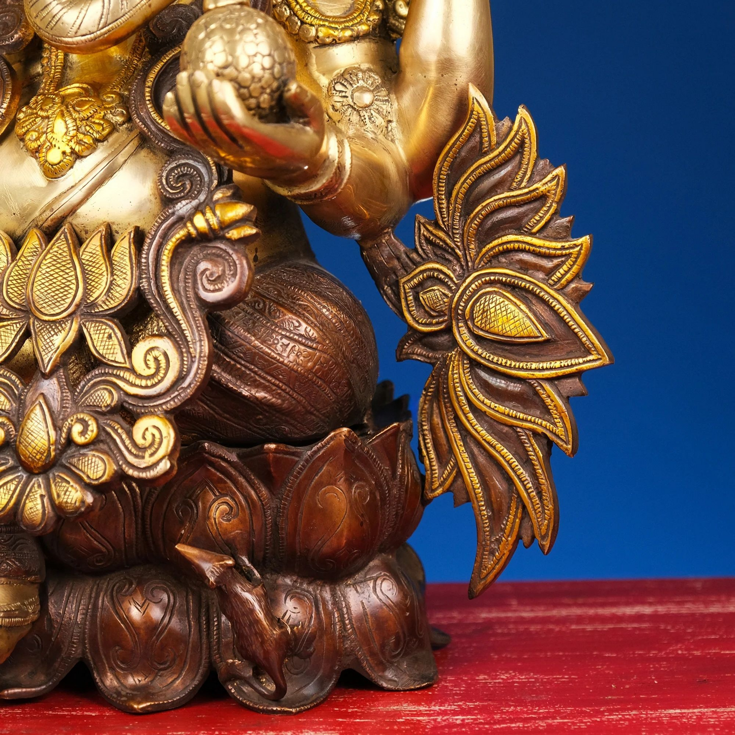 Brassaura® Brass Ganesha on Lotus | Height 21 Inches