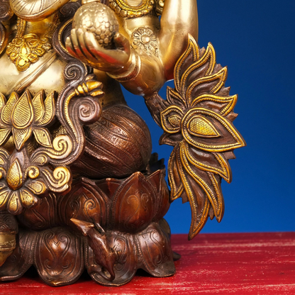 Brassaura® Brass Ganesha on Lotus | Height 21 Inches