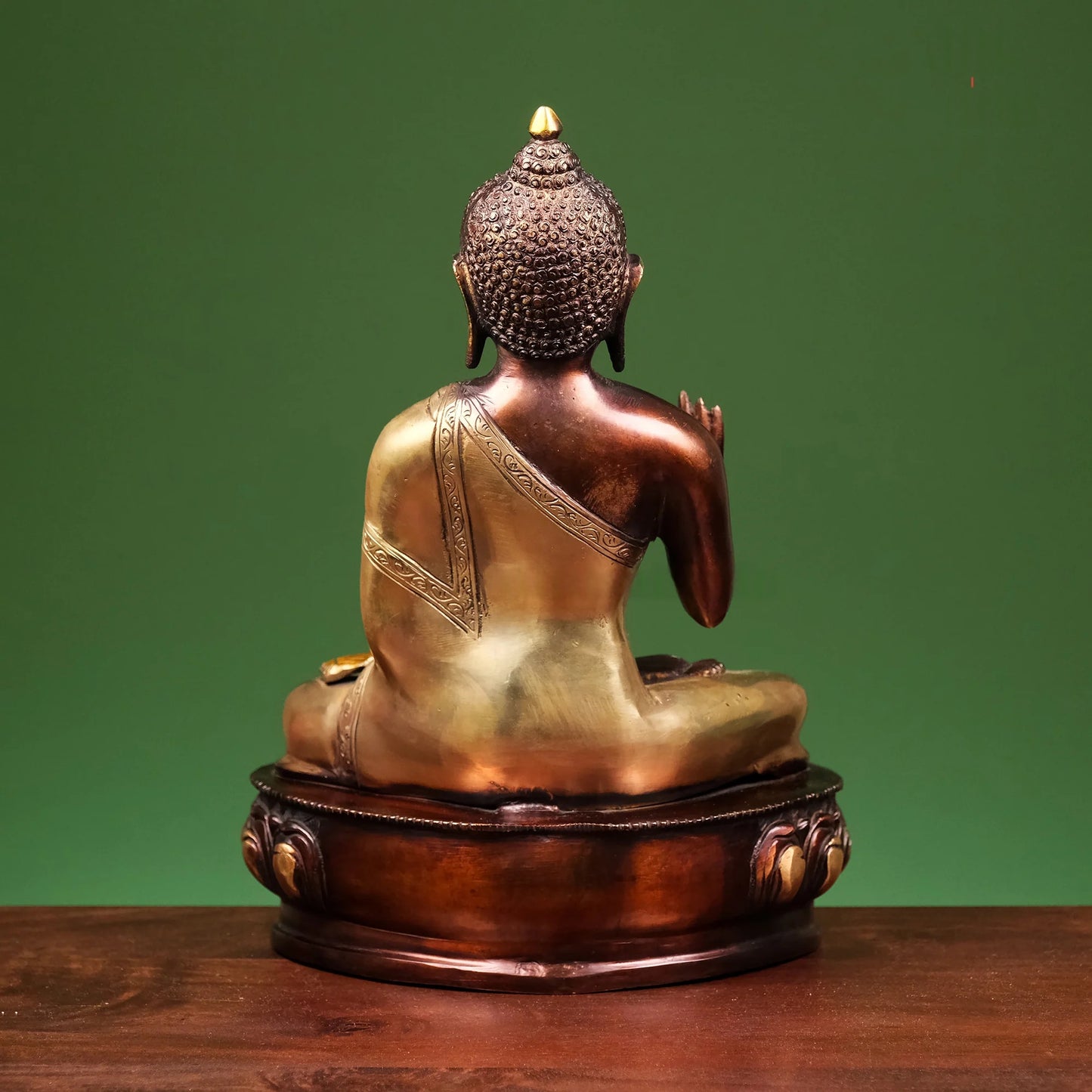Brassaura® Brass Buddha Statue on Lotus Base | Height 13 Inches