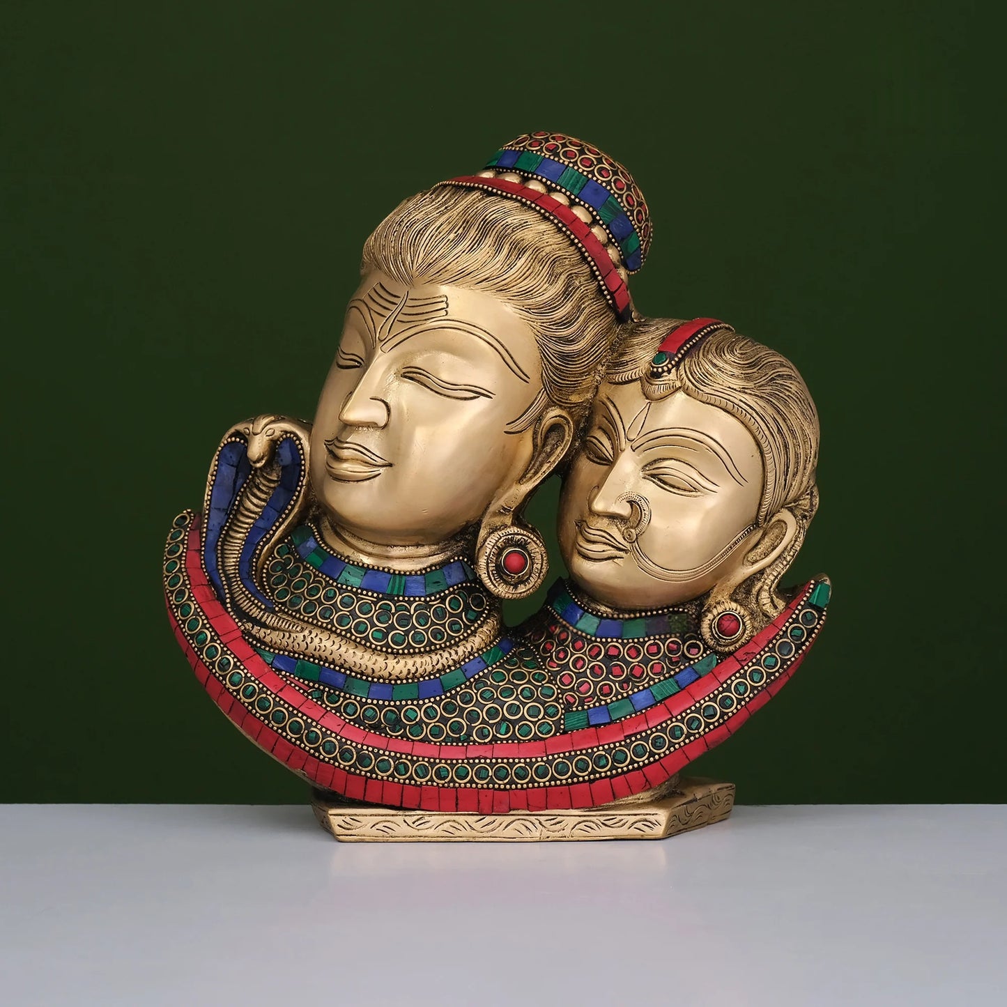 Brassaura® Brass Shiva Parvati Bust | Height 9.5 Inches