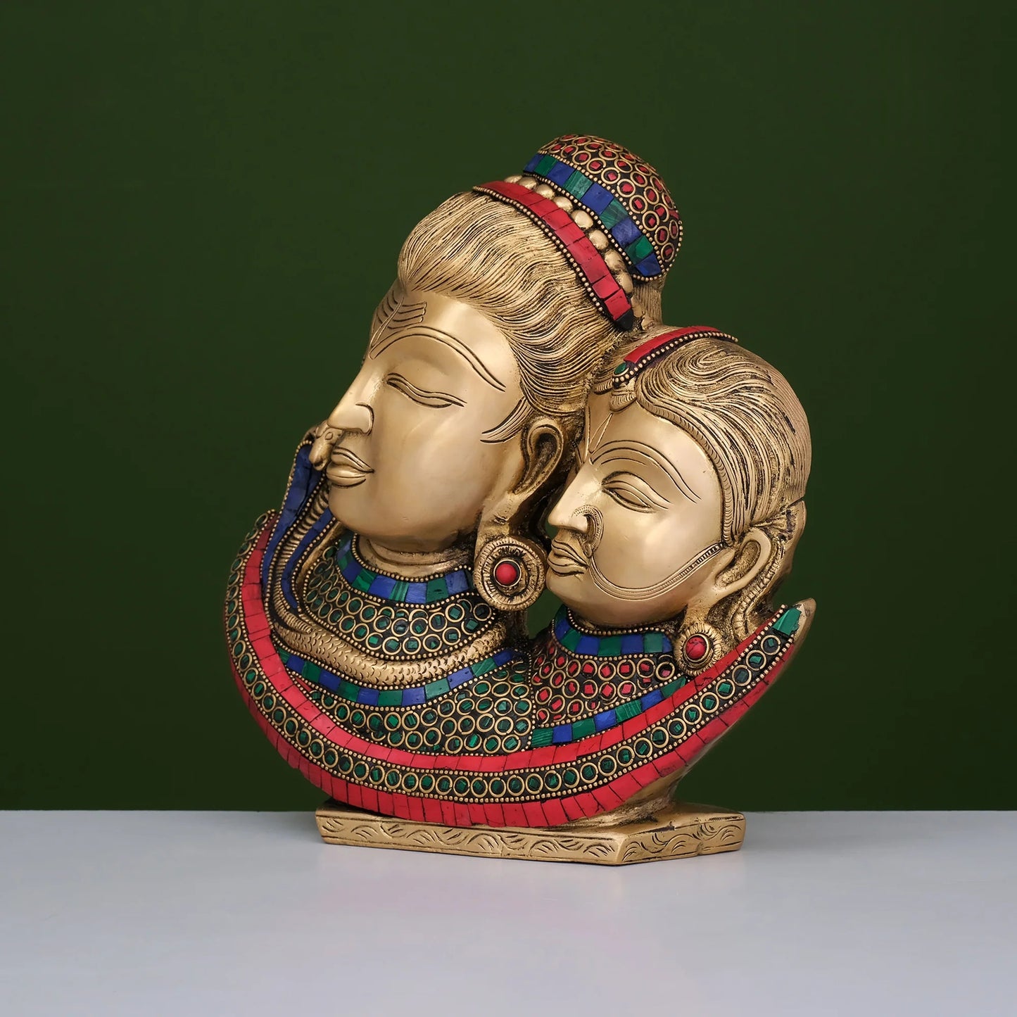 Brassaura® Brass Shiva Parvati Bust | Height 9.5 Inches