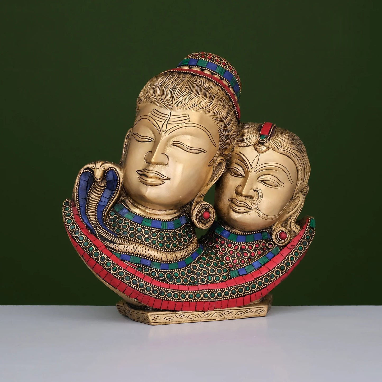 Brassaura® Brass Shiva Parvati Bust | Height 9.5 Inches