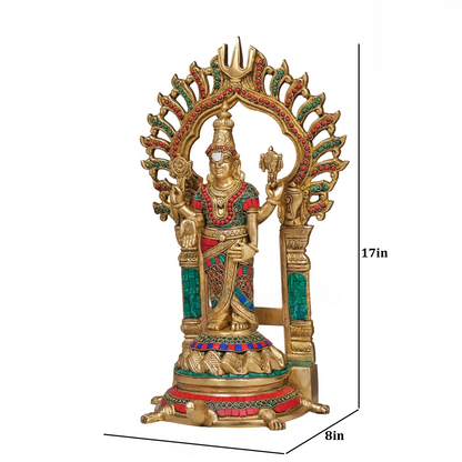 Brassaura® Brass Vishnu Narayan Idol with Tortoise | Height 17 Inches