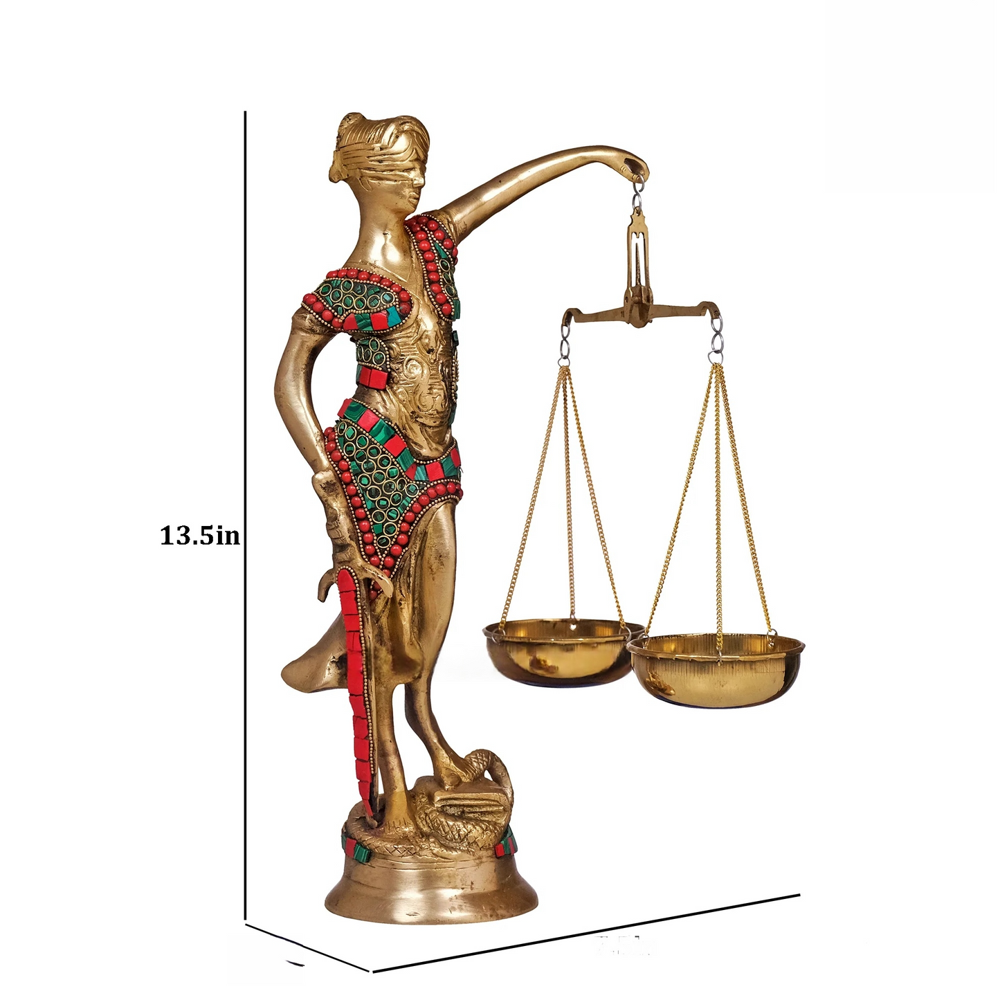 Brassaura® Brass Justice Lady with Scales and Sword | Height 13.5 Inches