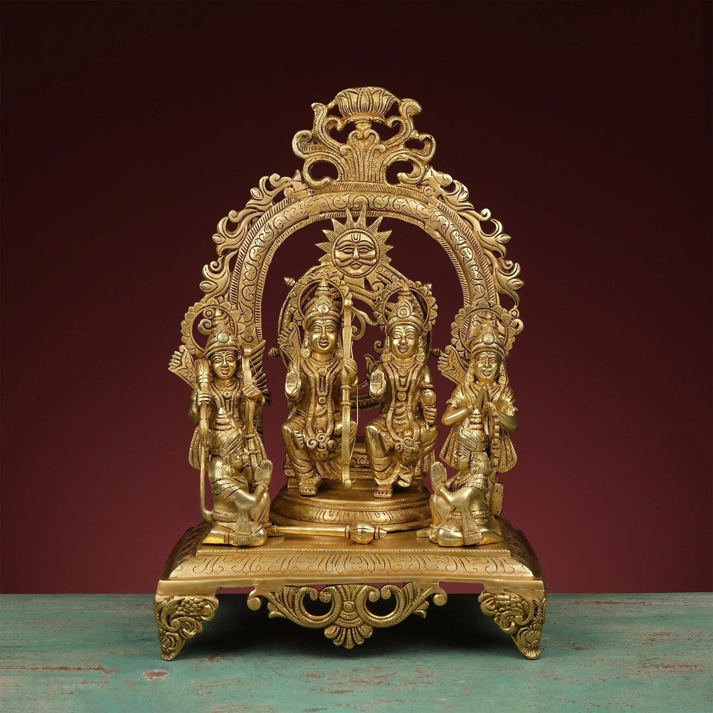 Brassaura® Brass Ram Darbar with Arch | Height 15.5 Inches