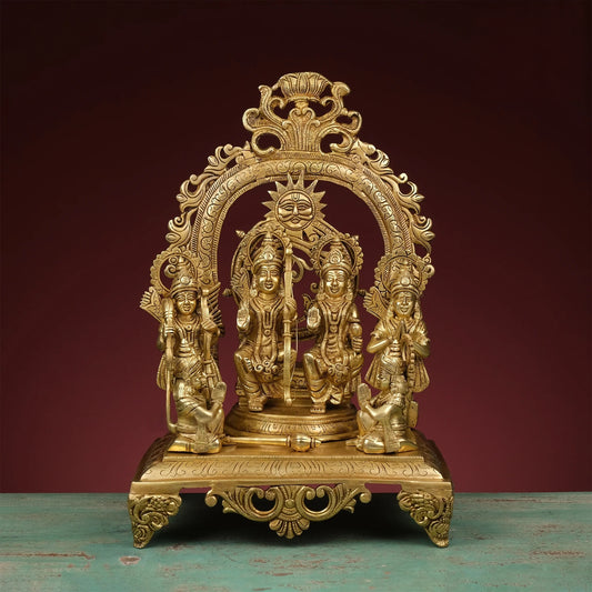 Brassaura® Brass Ram Darbar with Arch | Height 15.5 Inches