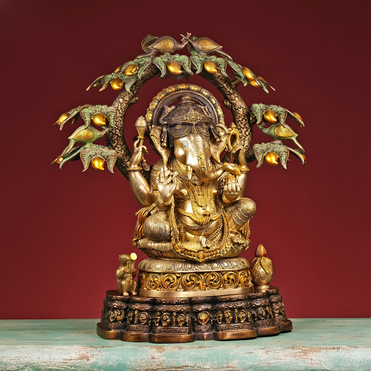 Brassaura® Brass Ganesha Sitting Statue | Height 29 Inches
