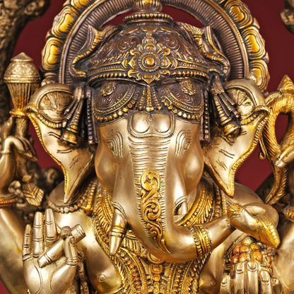 Brassaura® Brass Ganesha Sitting Statue | Height 29 Inches
