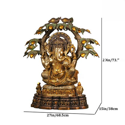 Brassaura® Brass Ganesha Sitting Statue | Height 29 Inches