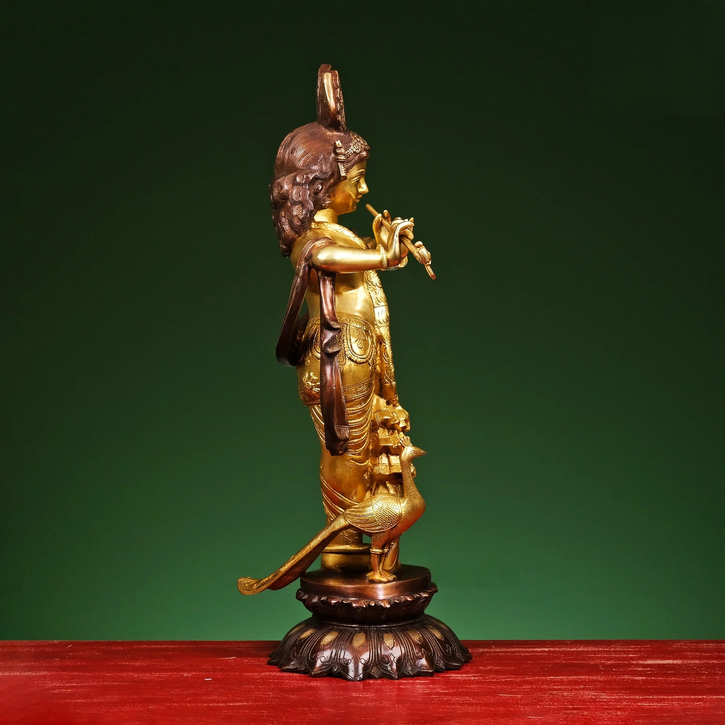 Brassaura® Brass Krishna Statue for Temple | Height 26.5 Inches