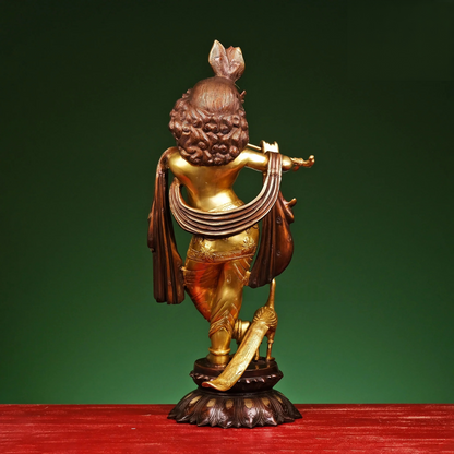 Brassaura® Brass Krishna Statue for Temple | Height 26.5 Inches