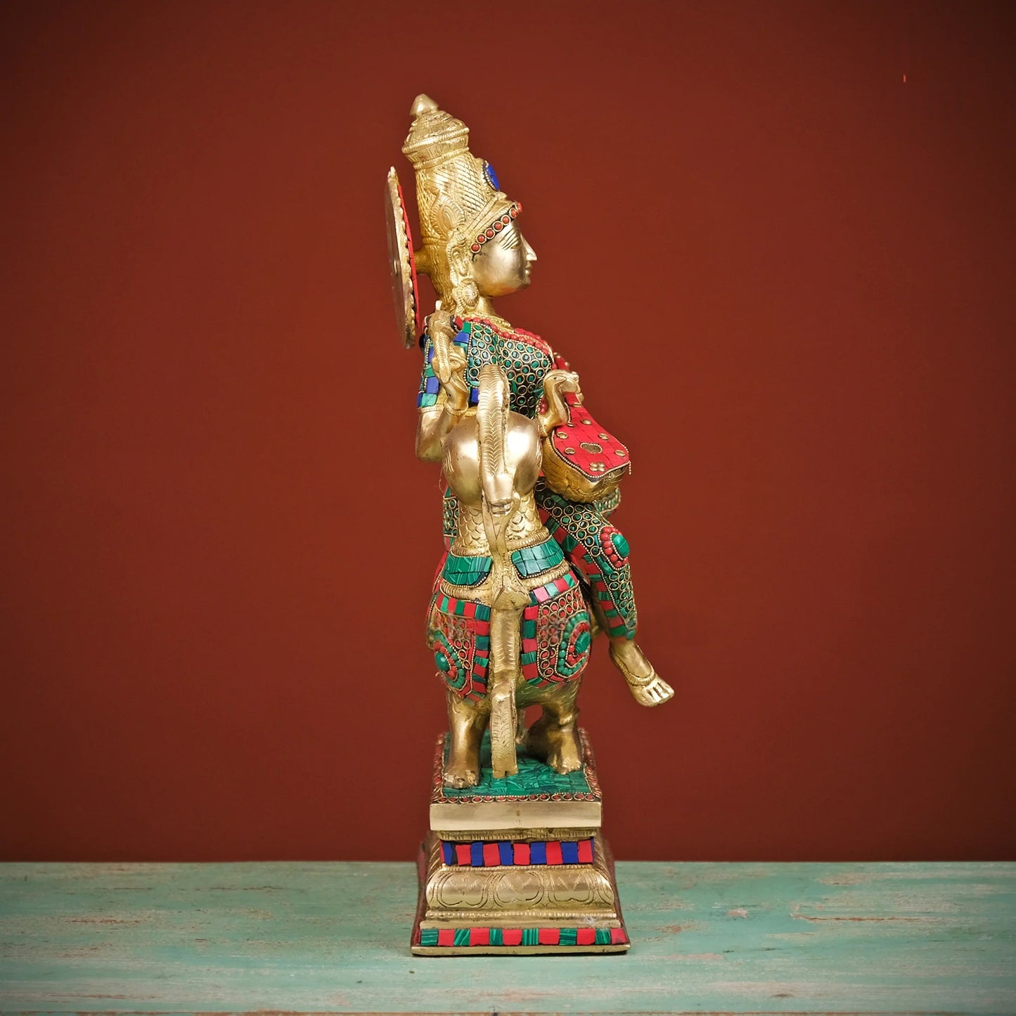 Brassaura® Brass Goddess Saraswati Playing Veena Statue | Height 20 Inches