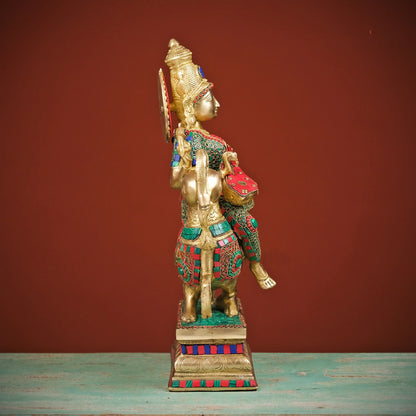Brassaura® Brass Goddess Saraswati Playing Veena Statue | Height 20 Inches