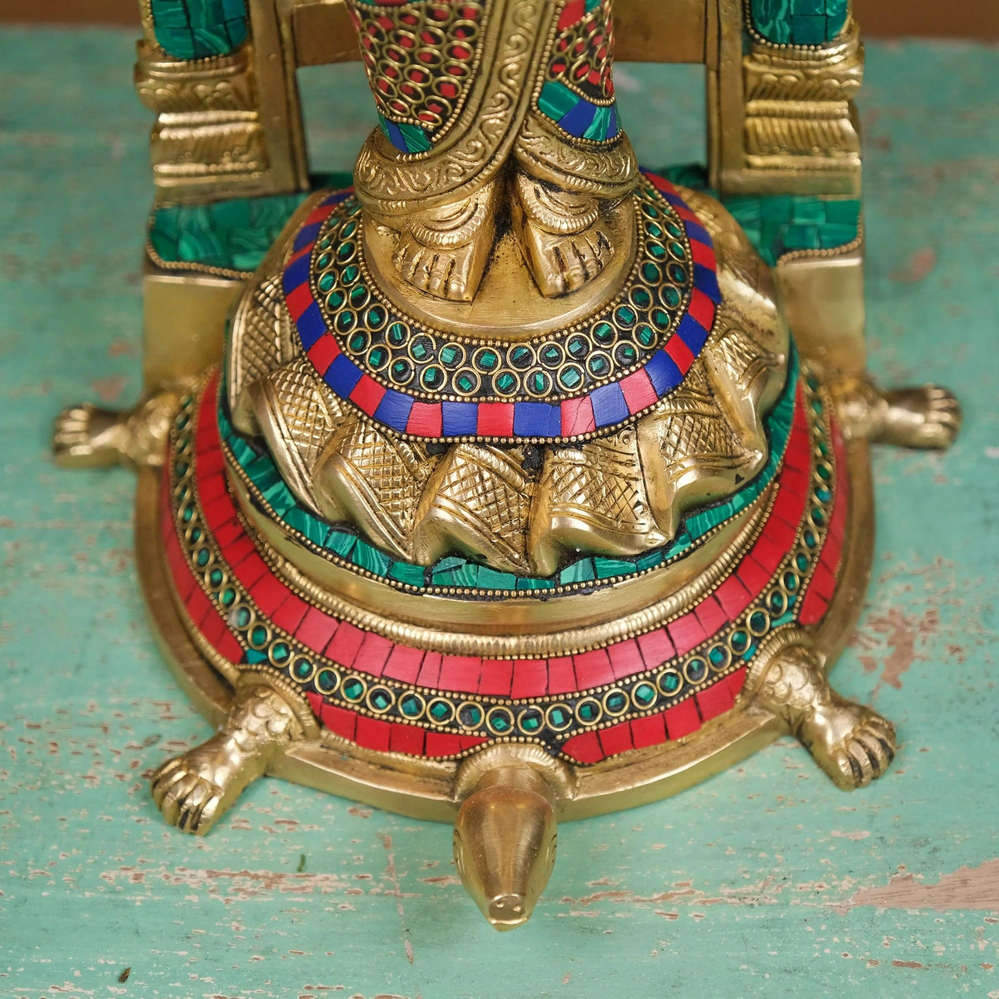 Brassaura® Brass Vishnu Narayan Idol with Tortoise | Height 17 Inches