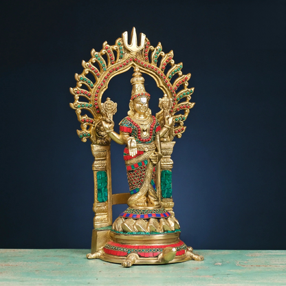 Brassaura® Brass Vishnu Narayan Idol with Tortoise | Height 17 Inches