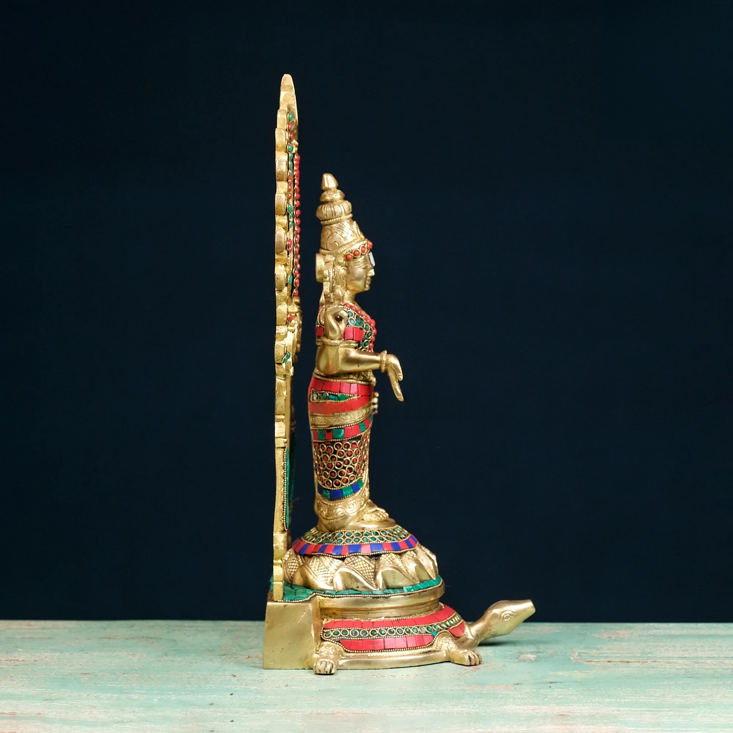Brassaura® Brass Vishnu Narayan Idol with Tortoise | Height 17 Inches