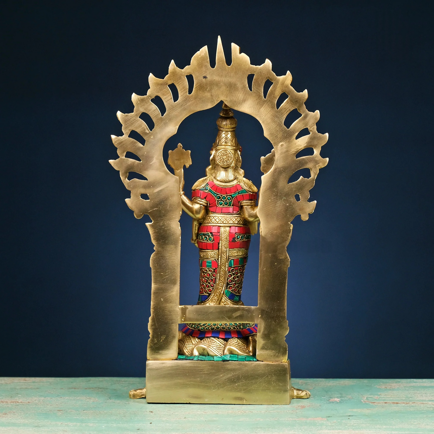Brassaura® Brass Vishnu Narayan Idol with Tortoise | Height 17 Inches