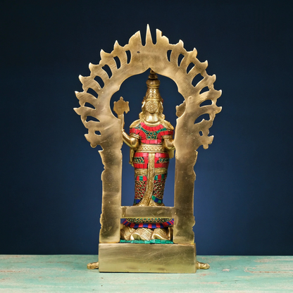 Brassaura® Brass Vishnu Narayan Idol with Tortoise | Height 17 Inches
